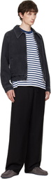 AMI Paris Black 'Tonal Ami de Coeur' Zipped Denim Jacket