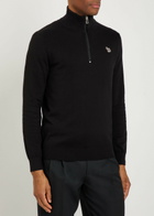 PS Paul Smith Appliquéd Half-zip Cotton Jumper Black