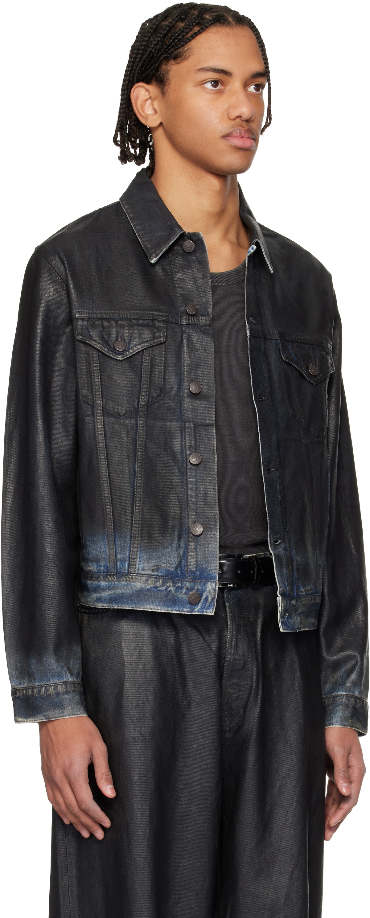 Acne Studios Black Coated Denim Jacket Acne Studios