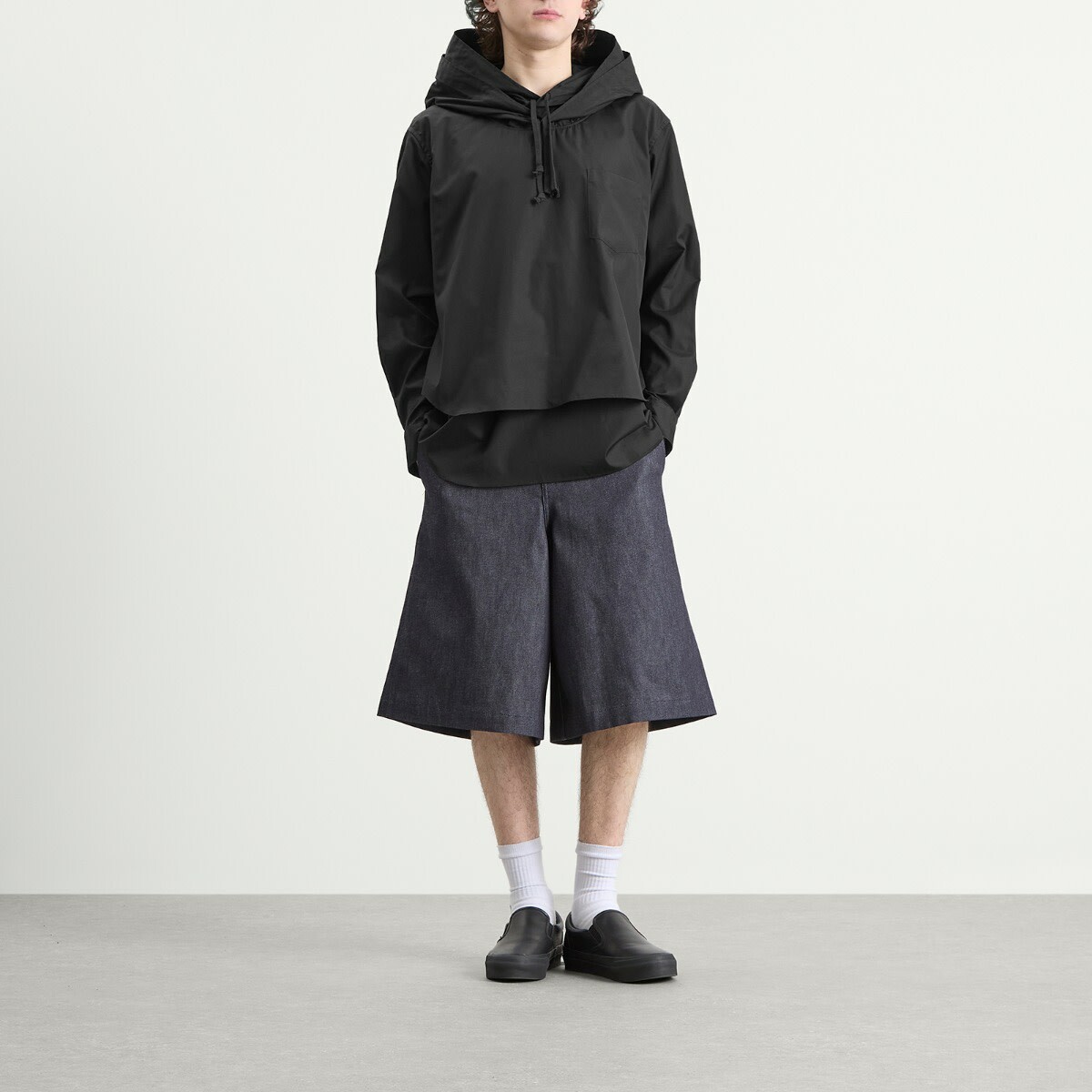 Comme des Garçons Homme Plus Men's Slouch Hooded Long Sleeve in Black