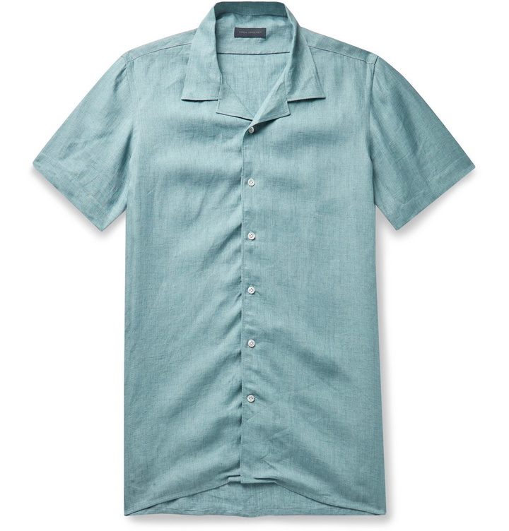 Photo: Thom Sweeney - Camp-Collar Linen Shirt - Blue