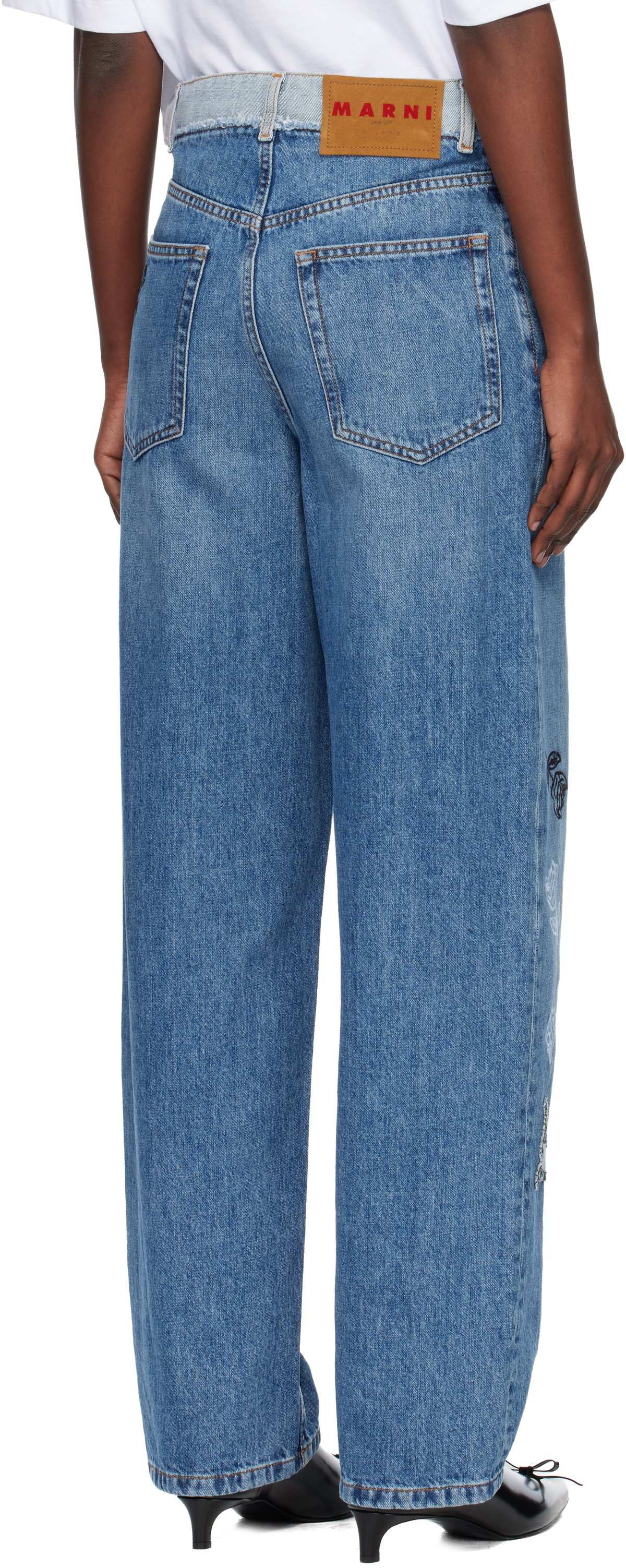 Marni Blue Embroidered Jeans