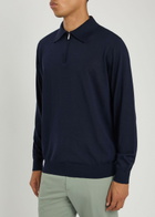 Lardini Fine-knit Wool-blend Polo Shirt Navy