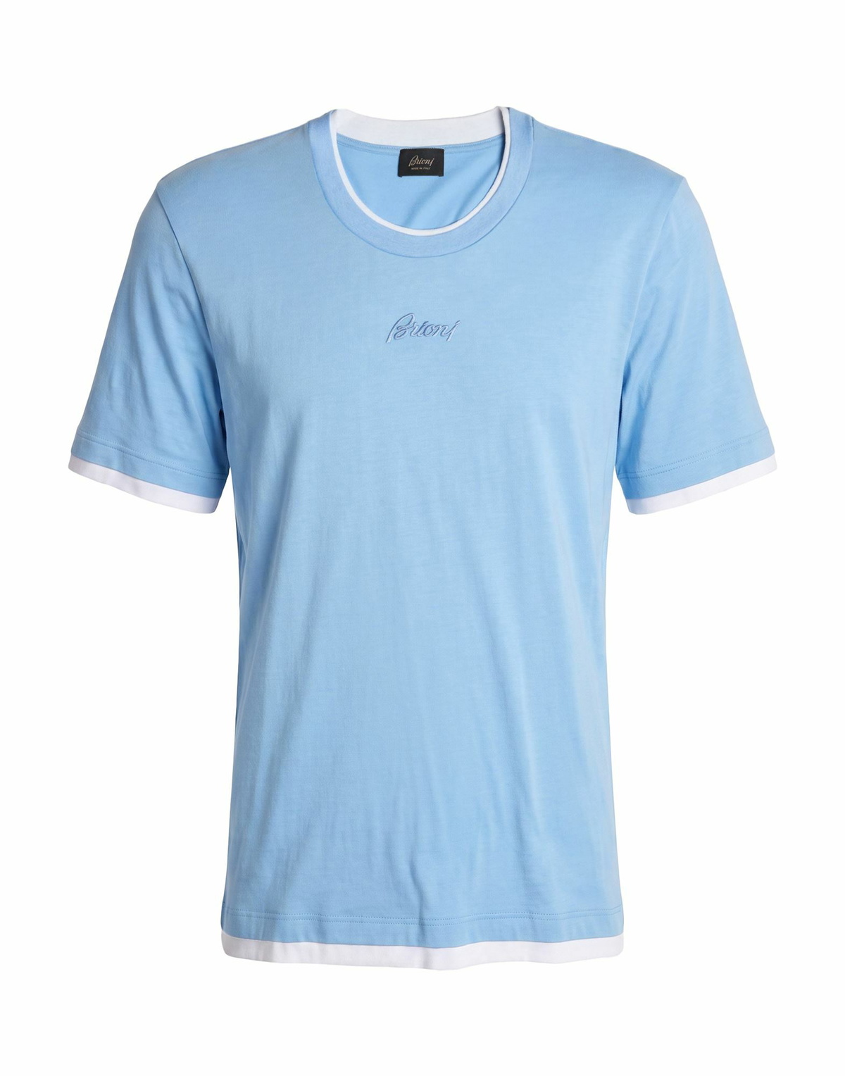 Brioni Mens T-shirt Sky in Blue