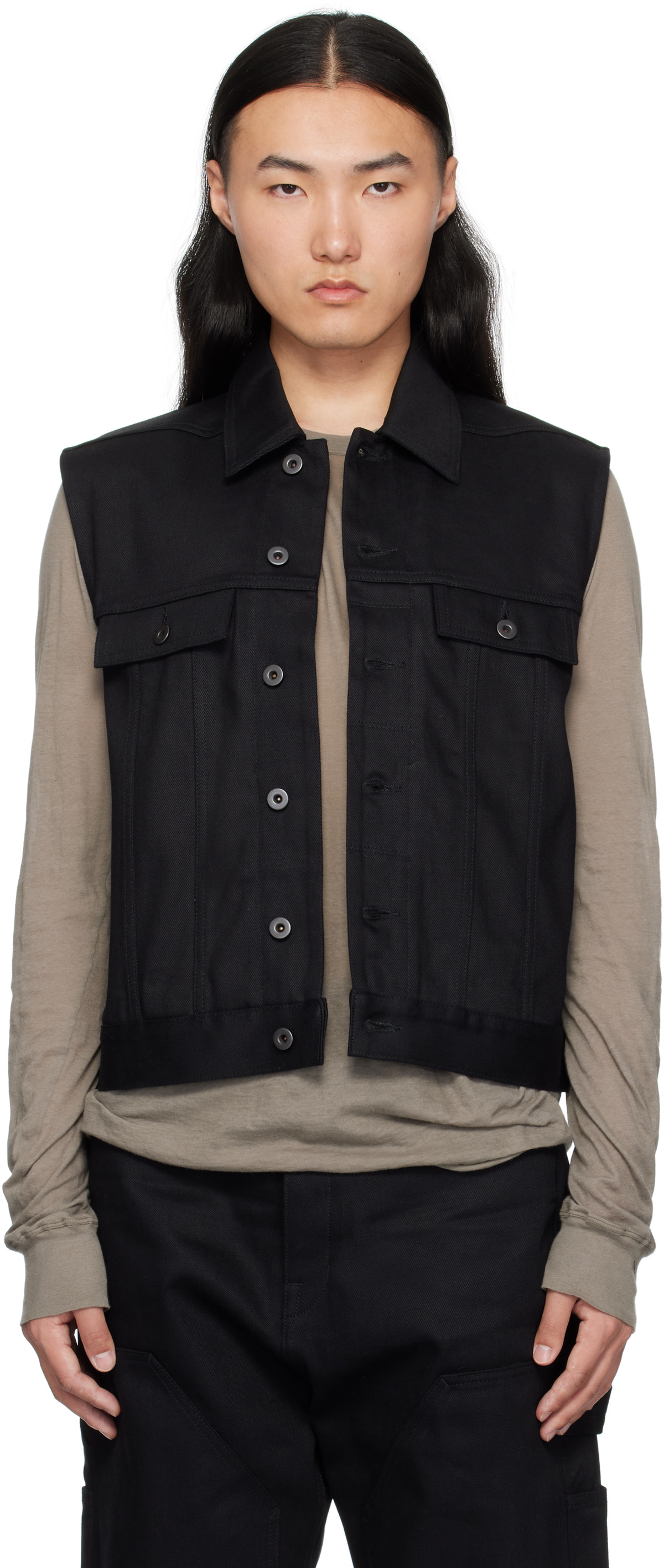 Rick Owens DRKSHDW Black Jumbo Denim Vest Rick Owens Drkshdw