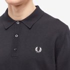 Fred Perry Authentic Men's Long Sleeve Knit Polo Shirt in Black