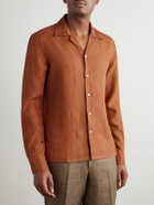 De Petrillo - Camp-Collar Linen Shirt - Orange