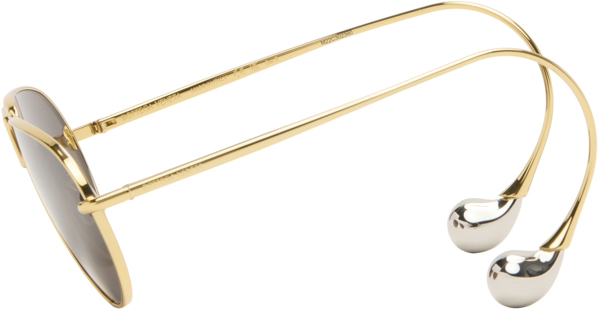 Bottega Veneta Gold Drop Aviator Sunglasses