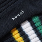 Sacai Men's Line Dye Socks in Black/Green