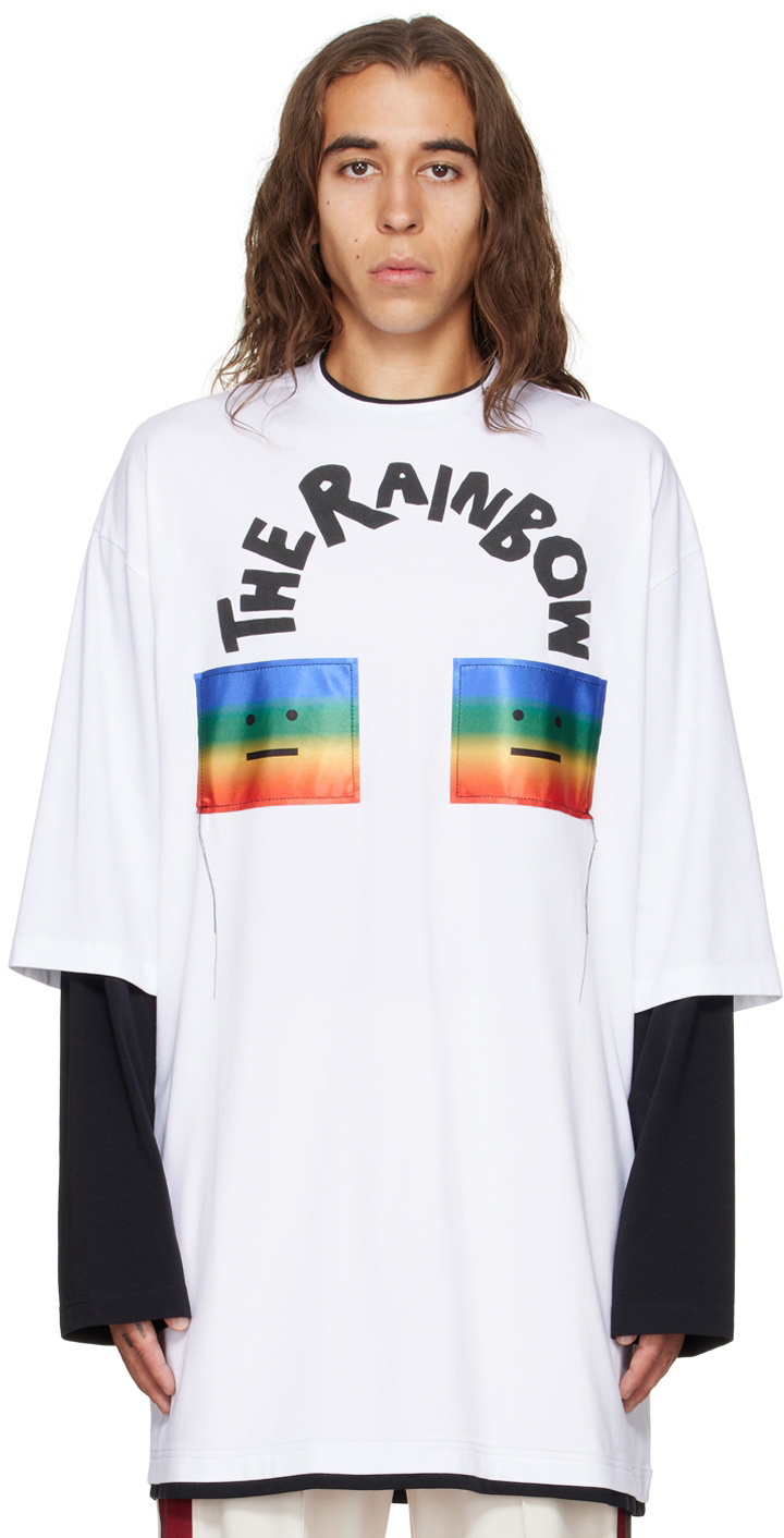 Acne Studios White Rainbow Long Sleeve T-Shirt Acne Studios