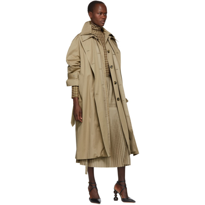 Rokh Beige Triple Trench Coat Rokh