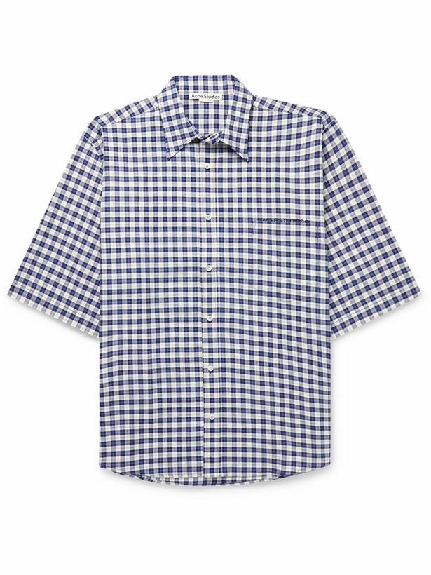 Photo: Acne Studios - Sambler Oversized Logo-Embroidered Checked Cotton-Twill Shirt - Blue