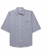 Acne Studios - Sambler Oversized Logo-Embroidered Checked Cotton-Twill Shirt - Blue