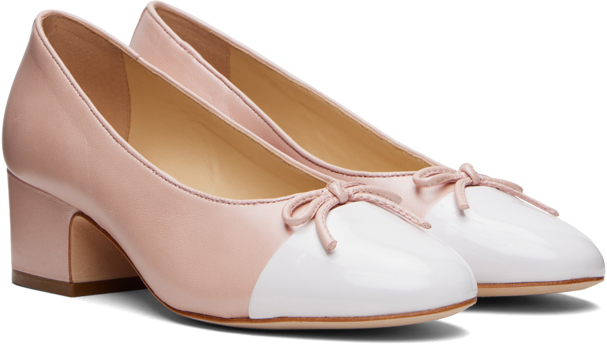 Sandy Liang Pink & White Cap Toe Heels