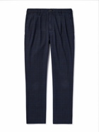 Incotex - Straight-Leg Pleated Prince of Wales Checked Cotton-Blend Trousers - Blue
