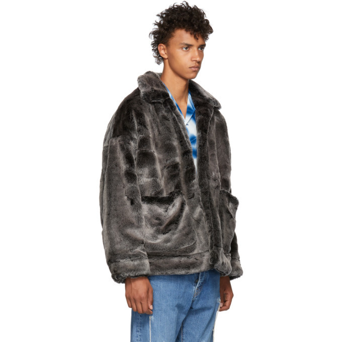 Doublet Grey Hand-Painted Faux-Fur Husky Jacket Doublet