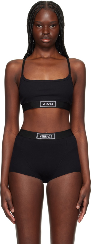 Photo: Versace Underwear Black Bio Cotton Rib Bra