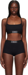 Versace Underwear Black Bio Cotton Rib Bra