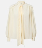 Chloé Lace-trimmed silk crêpe de chine blouse