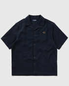 Fred Perry Pique Texture Revere Collar Sh Blue - Mens - Shortsleeves