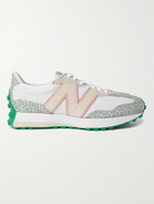 NEW BALANCE - Casablanca 327 Suede-Trimmed Logo-Jacquard and Leather Sneakers - White - UK 10.5