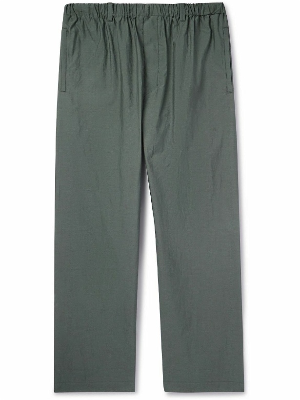 Photo: LEMAIRE - Straight-Leg Cotton and Silk-Blend Trousers - Green