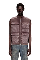 Diesel Zip-up knitted vest with cargo pockets - Knitwear Mens in Brown