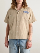 Cherry Los Angeles - Mechanic Camp-Collar Logo-Appliquéd Cotton-Blend Shirt - Neutrals