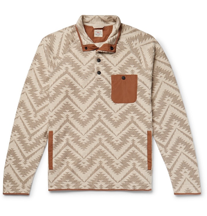 Photo: Faherty - Monument Valley Shell-Trimmed Printed Cotton-Blend Fleece Sweatshirt - Neutrals