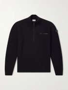 Moncler - Logo-Appliquéd Wool And Cashmere-Blend Half-Zip Sweater - Black
