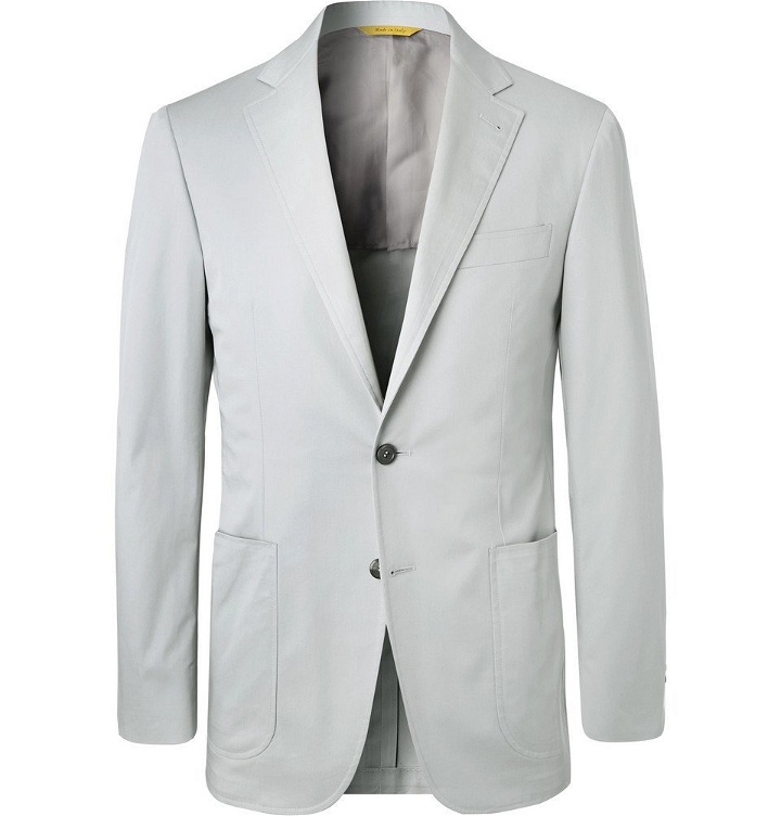 Photo: Canali - Stone Kei Slim-Fit Stretch-Cotton Twill Suit Jacket - Gray