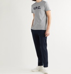 A.P.C. - Logo-Flocked Mélange Cotton-Jersey T-Shirt - Gray