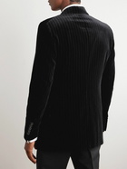 TOM FORD - Slim-Fit Double-Breasted Pinstriped Cotton-Velvet Tuxedo Jacket - Black