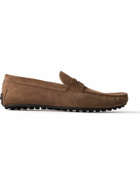 Tod's - City Gommino Logo-Debossed Suede Driving Shoes - Brown