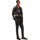 Dolce and Gabbana Black Silk Crown Pyjama Shirt