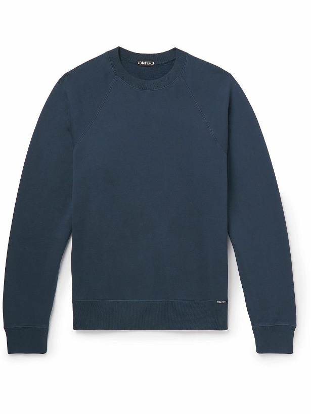 Photo: TOM FORD - Garment-Dyed Cotton-Jersey Sweatshirt - Blue