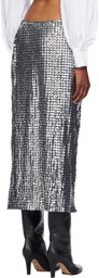 Anna Sui Silver Ruched Midi Skirt