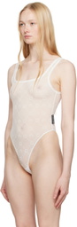 Marine Serre White Recycled Mesh Flock Bodysuit