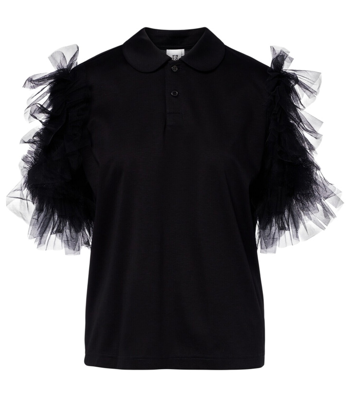 Photo: Noir Kei Ninomiya Tulle-trimmed cotton polo shirt