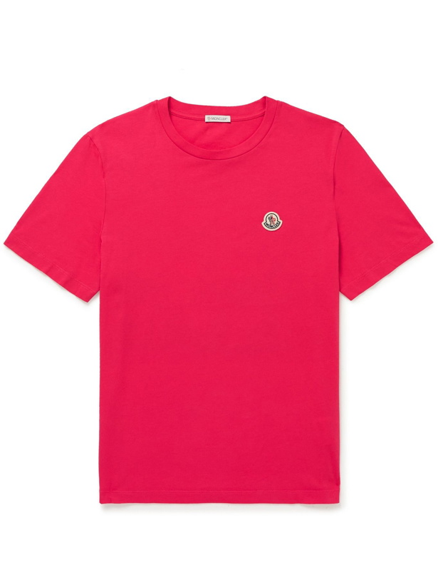 Photo: Moncler - Logo-Appliquéd Printed Cotton-Jersey T-Shirt - Pink