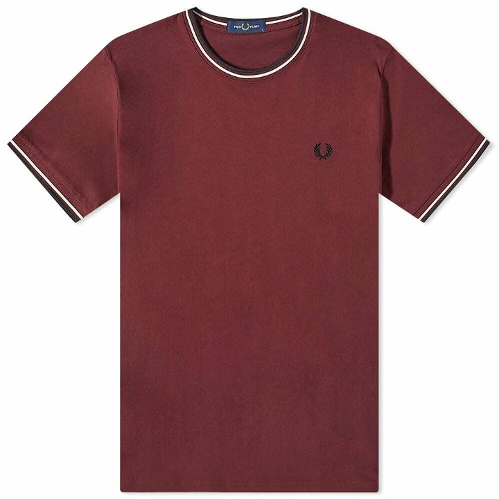 Photo: Fred Perry Men's Twin Tipped T-Shirt in Oxblood