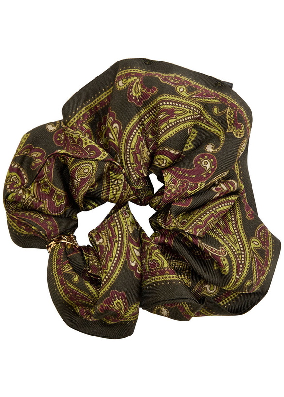 Photo: Saint Laurent Paisley-print Silk Scrunchie - Green - One Size