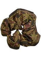 Saint Laurent Paisley-print Silk Scrunchie - Green - One Size