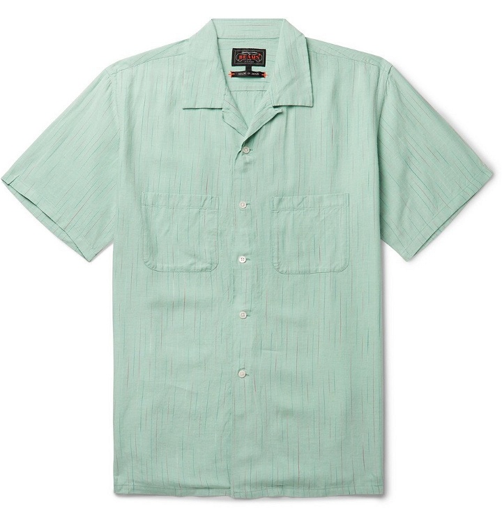 Photo: Beams Plus - Camp-Collar Striped Slub Cotton Shirt - Green
