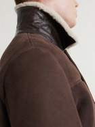 Canali - Shearling-Trimmed Suede Jacket - Brown