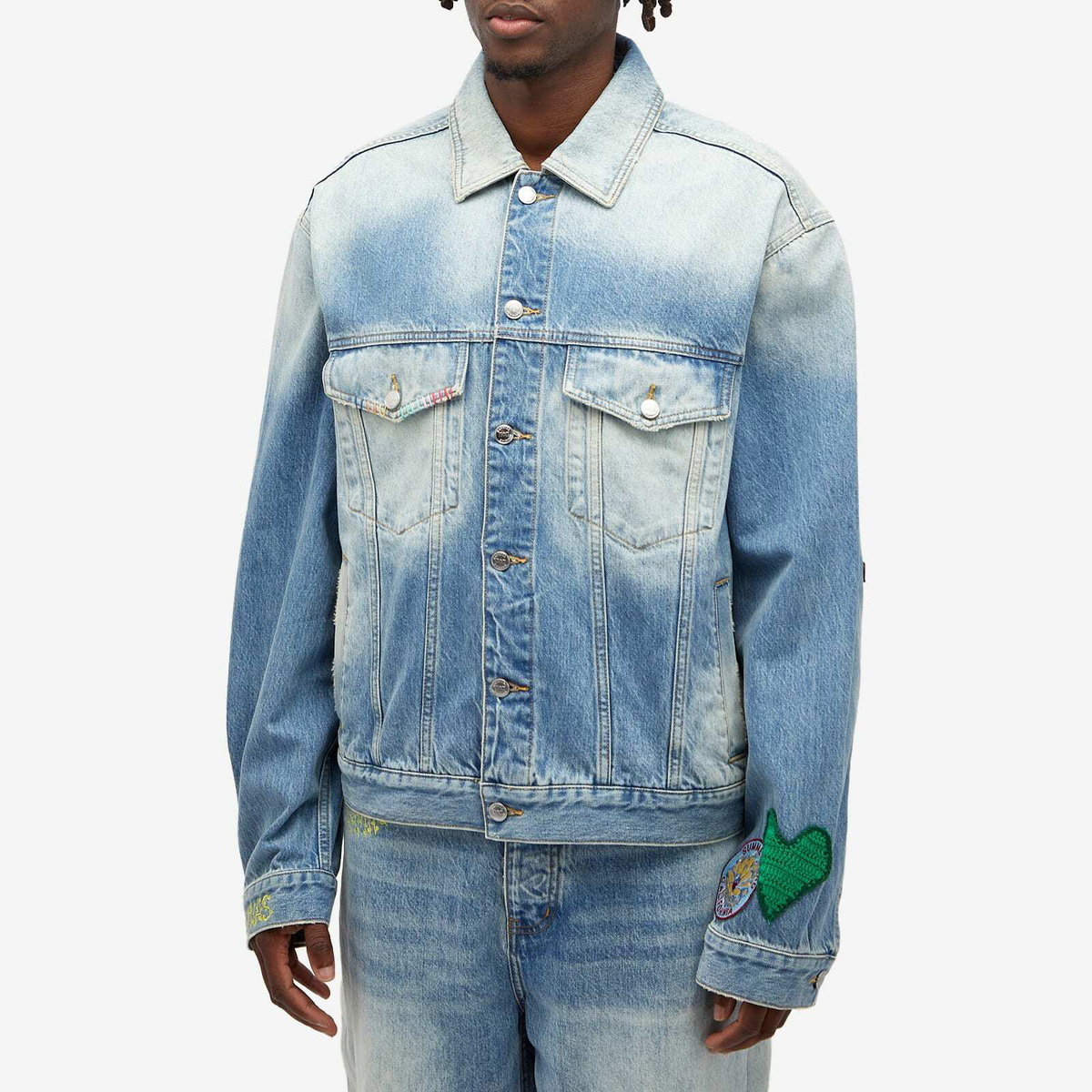 Nahmias Men's Playground Upcycled Denim Jacket in Light Wash