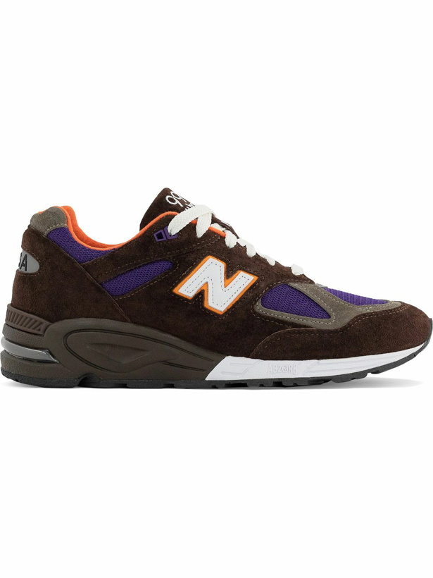 Photo: New Balance - 990 Leather-Trimmed Suede and Mesh Sneakers - Black