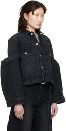 sacai Black Pipe Sleeves Denim Jacket