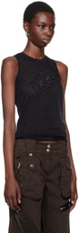 Blumarine Black Rhinestone B Monogram Tank Top