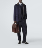 Brunello Cucinelli Leather-trimmed wool jacket